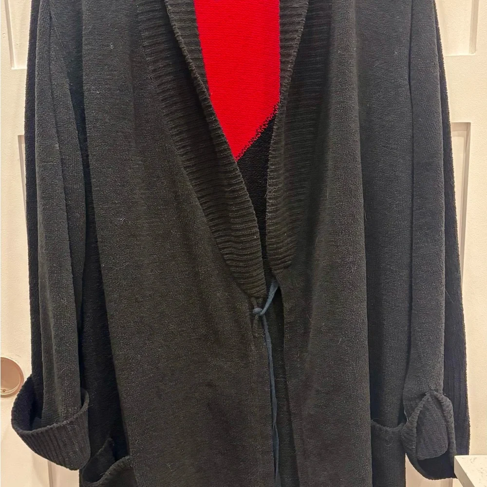 Betsey Johnson Intimates Black Open Front cardigan with Heart